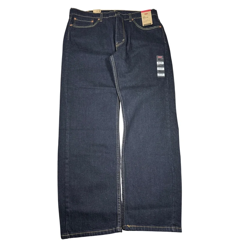 NWT Levis 505 Regular Fit Stretch Jeans Mens 36x30 Dark Indigo Straight Leg
